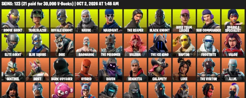 Fortnite account inventory for Rogue Agent - Trailblazer - 120 Outfits