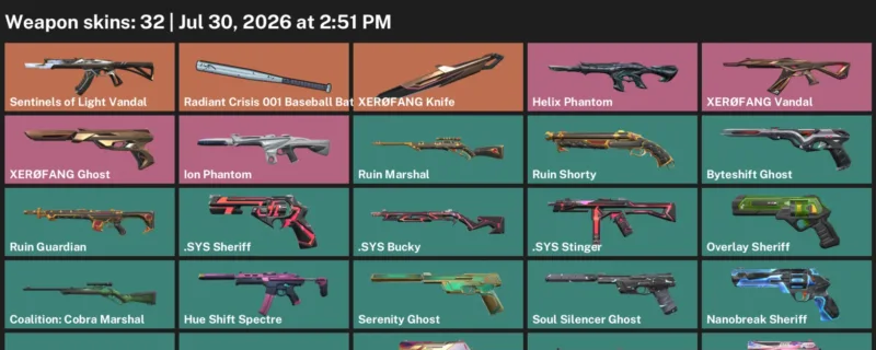 Valorant Accounts listing: LVL 156 · XERØFANG Knife · 32 Skins - Gold 1, 32 skins