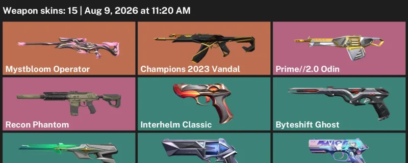 Valorant account inventory for LVL 217 · Champions 2023 Vandal & Mystbloom Operator