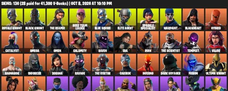 Fortnite account inventory for Royale Knight - Black Knight - 120 Outfits