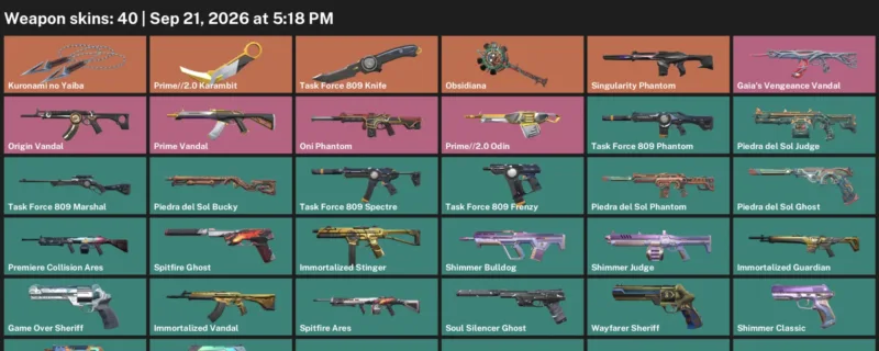 Valorant account inventory for LVL 162 · 2.0 Karambit & Kuronami no Yaiba & Prime