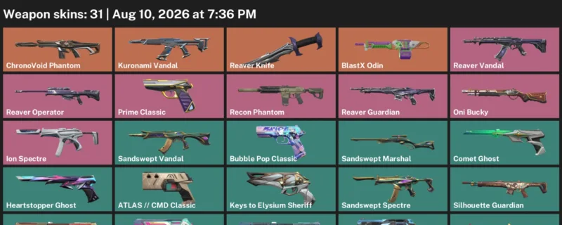 Valorant account inventory for LVL 192 · Reaver Knife & ChronoVoid Phantom
