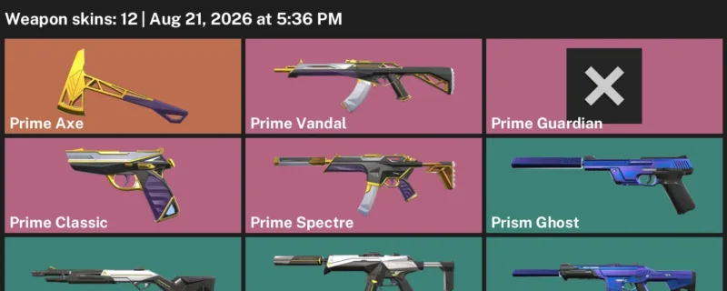 Valorant account inventory for LVL 43 · Prime Axe & Prime Classic