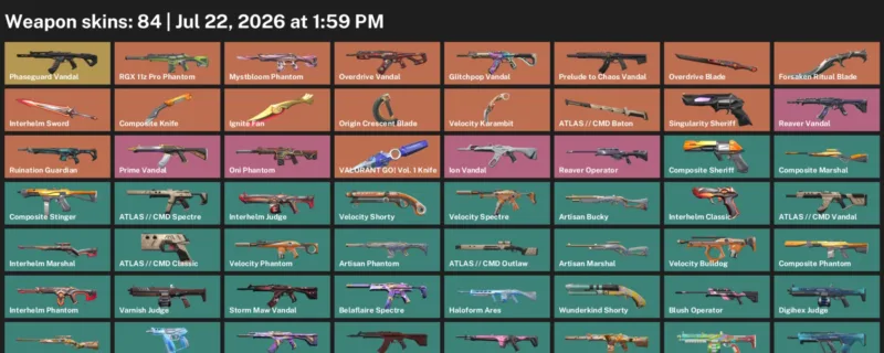 Valorant Accounts listing: LVL 155 · Composite Knife & Forsaken Ritual Blade · 84 Skins - Gold 2, 84 skins