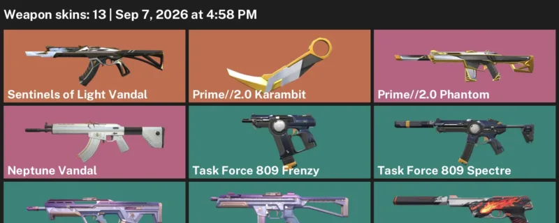 Valorant account inventory for LVL 21 · 2.0 Karambit & Neptune Vandal