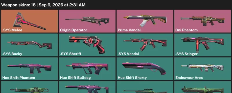 Valorant account inventory for LVL 74 · Sys Vandal & Sys Sheriff