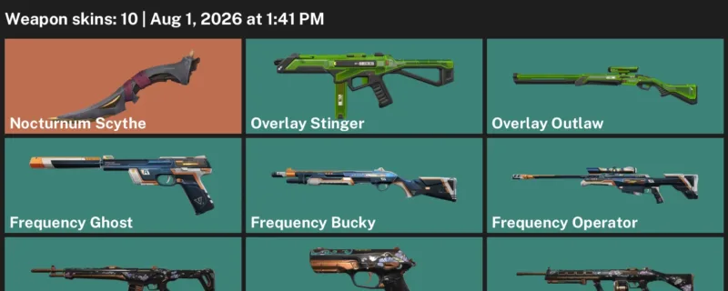 Valorant account inventory for LVL 18 · Nocturnum Scythe & Frequency Operator