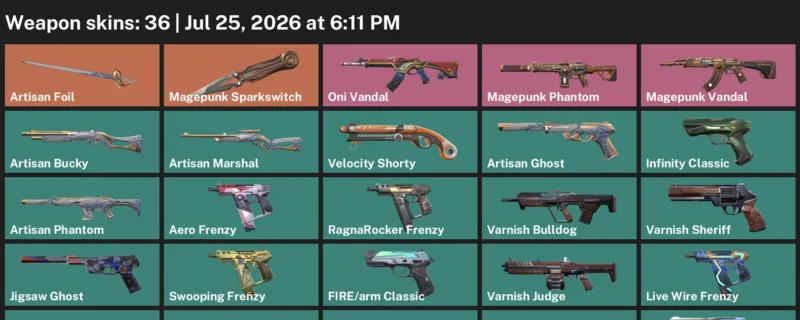 Valorant Accounts listing: LVL 248 · Aero Frenzy & Artisan Bucky · 36 Skins - Bronze 3, 36 skins