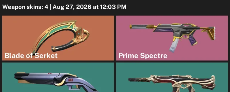 Valorant account inventory for LVL 38 · Blade of Serket & Prime Spectre