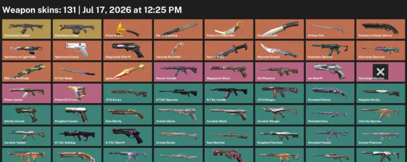 Valorant Accounts listing: LVL 251 · Hivemind Sword & Ignite Fan · 131 Skins - Platinum 1, 131 skins