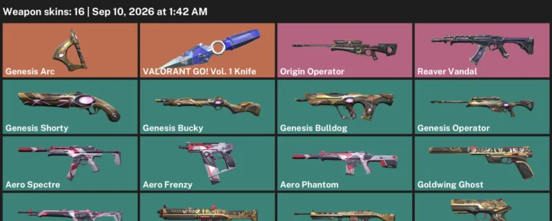 Valorant account inventory for LVL 78 · Valorant GO! Vol. 1 Knife & Aero Phantom