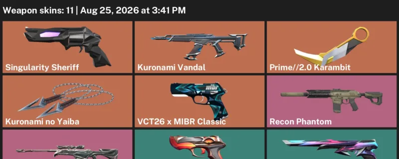 Valorant account inventory for LVL 98 · 2.0 Karambit & Kuronami Vandal