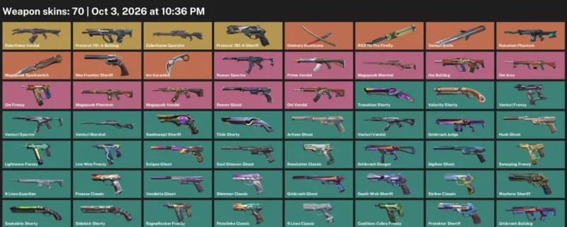 Valorant account inventory for LVL 467 · Ion Karambit & Venturi Knife & 70 Skins Ion Karambit