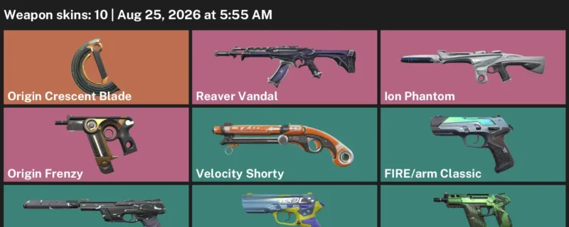 Valorant account inventory for LVL 118 · Reaver Vandal & Ion Phantom