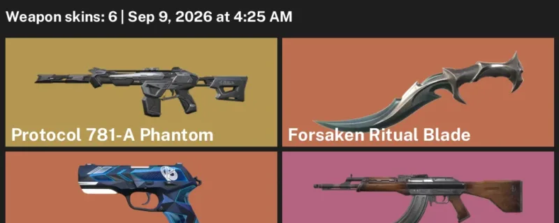 Valorant account inventory for LVL 15 · Forsaken Ritual Blade & VCT x KC Classic