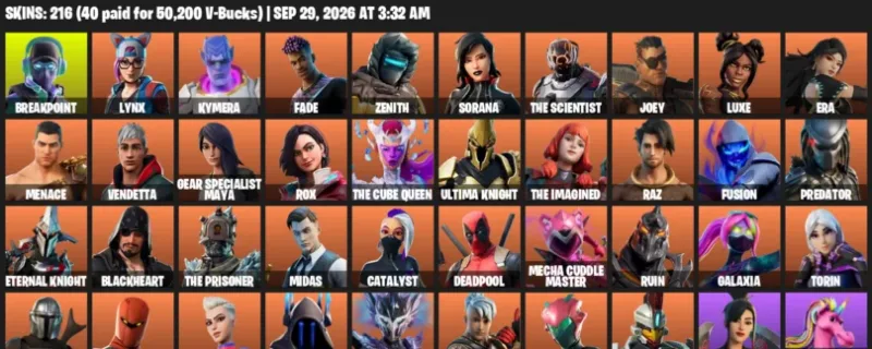 Fortnite account inventory for Breakpoint - Lynx - 120 Outfits