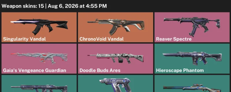 Valorant account inventory for LVL 43 · ChronoVoid Vandal & Hieroscape Phantom