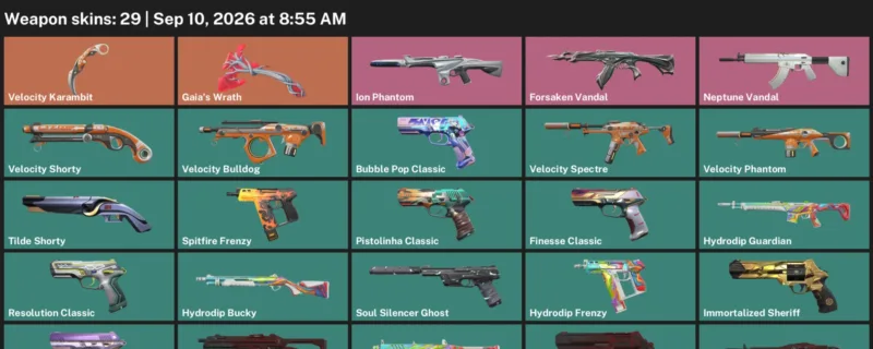 Valorant account inventory for LVL 204 · Velocity Karambit & Forsaken Vandal