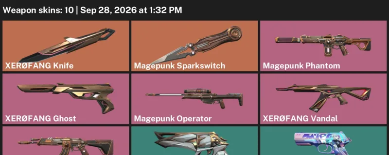 Valorant account inventory for LVL 97 · XerØFang Knife & Magepunk Vandal