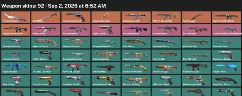 Valorant account inventory for LVL 305 · Velocity Karambit & ChronoVoid Phantom
