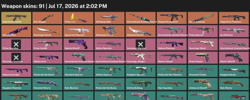 Valorant Accounts listing: LVL 130 · Hivemind Sword & Nebula Knife · 91 Skins - Platinum 2, 91 skins