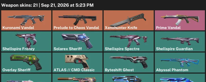 Valorant account inventory for LVL 128 · Xenohunter Knife & Abyssal Phantom
