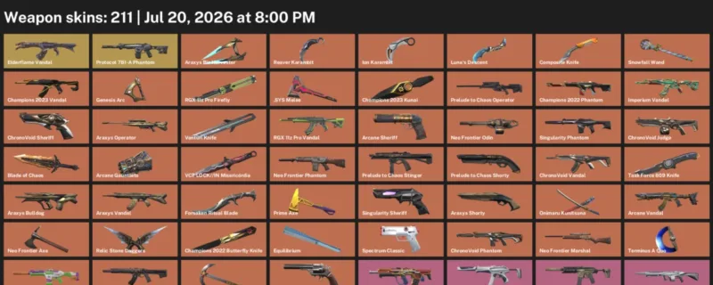Valorant Accounts listing: LVL 131 · .SYS Melee & Blade of Chaos · 211 Skins - Gold 3, 211 skins