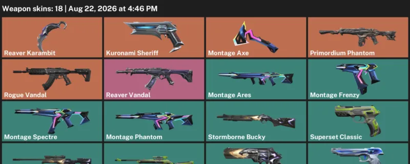 Valorant account inventory for LVL 70 · Reaver Karambit & Kuronami Sheriff
