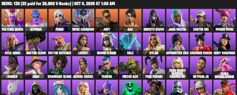 Fortnite account inventory for The Cube Queen - Kymera - 120 Outfits