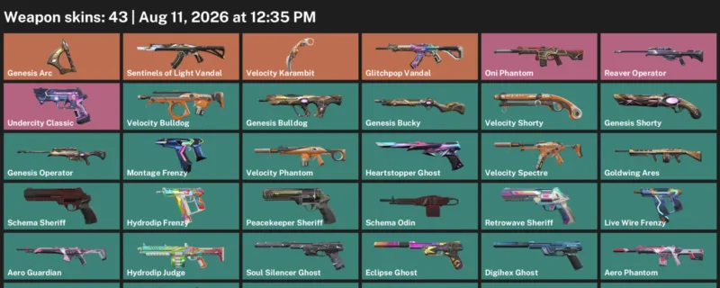 Valorant account inventory for LVL 213 · Velocity Karambit & Aero Phantom