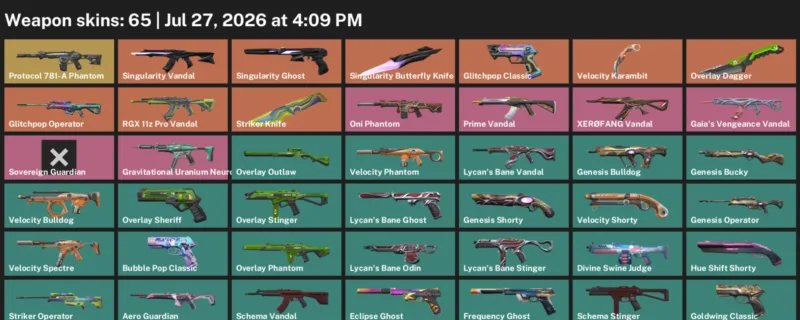 Valorant Accounts listing: LVL 93 · Overlay Dagger & Singularity Butterfly Knife · 65 Skins - Silver 2, 65 skins