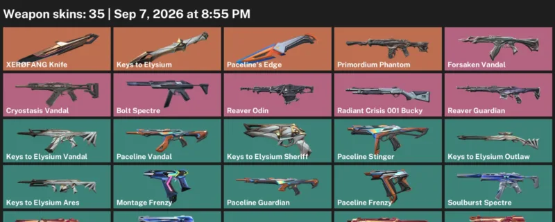 Valorant account inventory for LVL 59 · XerØFang Knife & Cryostasis Vandal