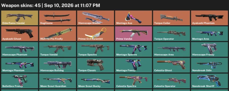 Valorant account inventory for LVL 114 · 2.0 Karambit & 45 Skins Prime