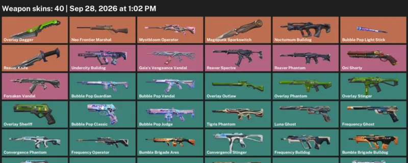 Valorant account inventory for LVL 76 · Overlay Dagger & Reaver Knife & 40 Skins Overlay Dagger