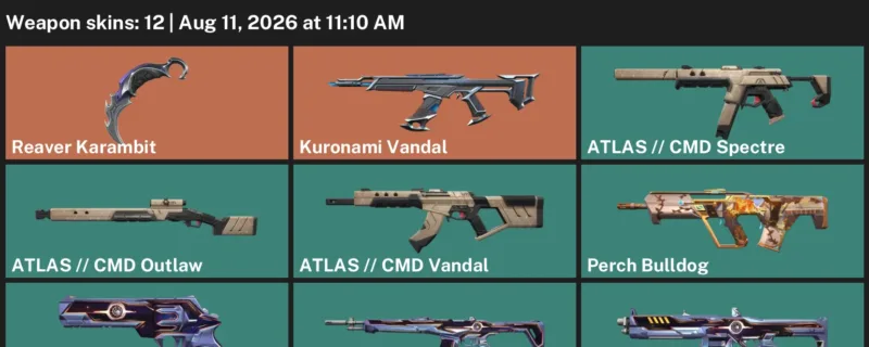 Valorant account inventory for LVL 22 · Reaver Karambit & Kuronami Vandal