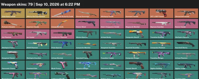 Valorant account inventory for LVL 90 · Composite Knife & Xenohunter Phantom & 79 Skins Composite Knife