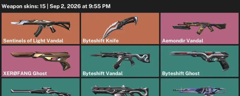Valorant account inventory for LVL 42 · Byteshift Knife & Aemondir Vandal