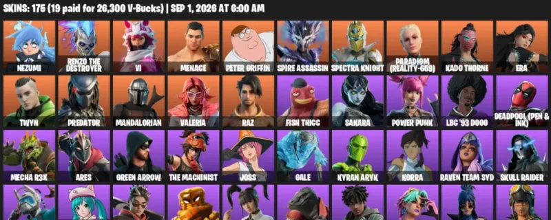 Fortnite account inventory for LVL 1635 - Nezumi - Renzo the Destroyer - 175 Outfits