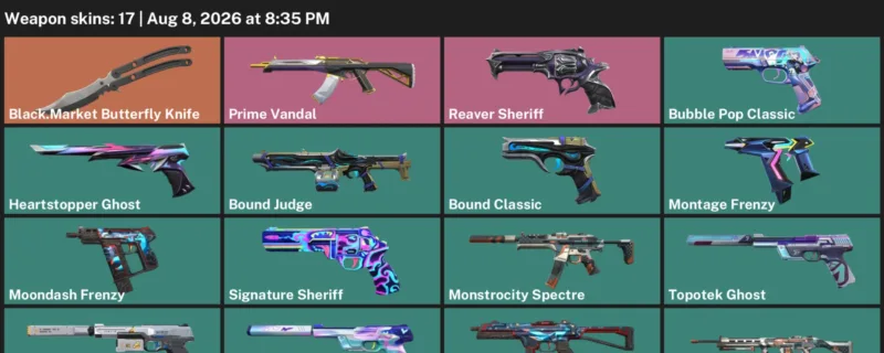 Valorant account inventory for LVL 103 · Black.Market Butterfly Knife & Bound Judge