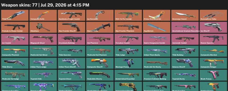 Valorant Accounts listing: LVL 196 · Composite Knife & Ion Karambit · 77 Skins - Diamond 1, 77 skins