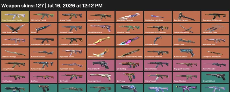 Valorant Accounts listing: LVL 336 · Champions 2024 Blade & Champions 2025 Butterfly Knife · 127 Skins - Diamond 1, 127 skins