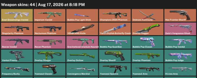 Valorant account inventory for LVL 68 · Overlay Dagger & XerØFang Knife & 44 Skins Overlay Dagger