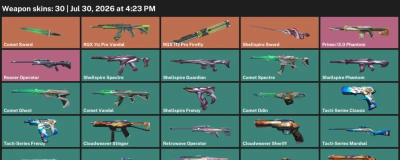 Valorant Accounts listing: LVL 56 · Comet Sword & Shellspire Sword · 30 Skins - Diamond 2, 30 skins