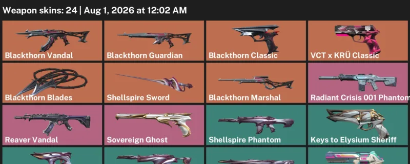Valorant account inventory for LVL 84 · Blackthorn Blades & Aquatica Ares