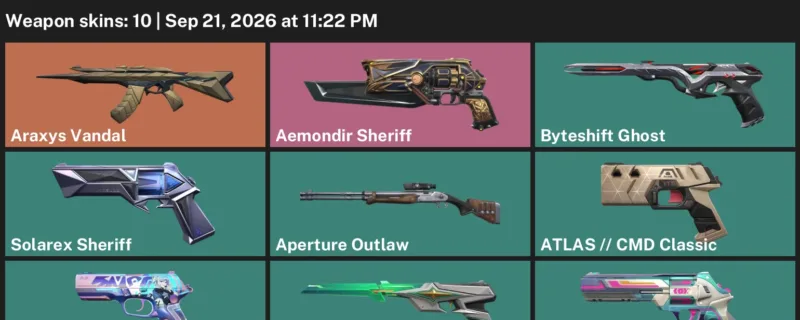 Valorant account inventory for LVL 140 · Araxys Vandal & 10 Skins Aemondir Sheriff