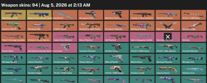 Valorant account inventory for LVL 125 · Cmd Vandal & Cmd Baton