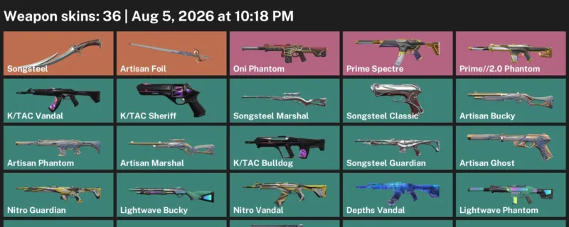 Valorant account inventory for LVL 90 · Artisan Phantom & Artisan Foil