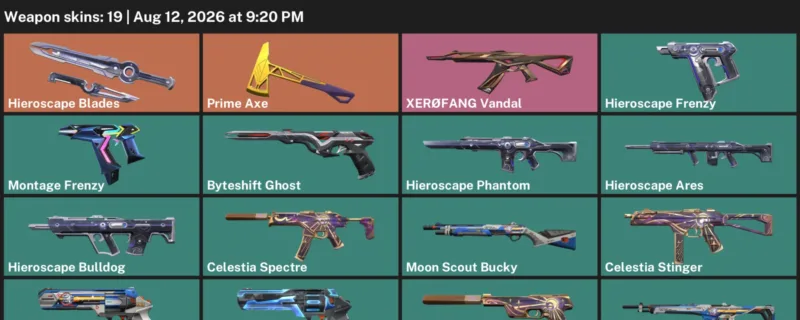 Valorant account inventory for LVL 106 · Celestia Operator & Hieroscape Blades