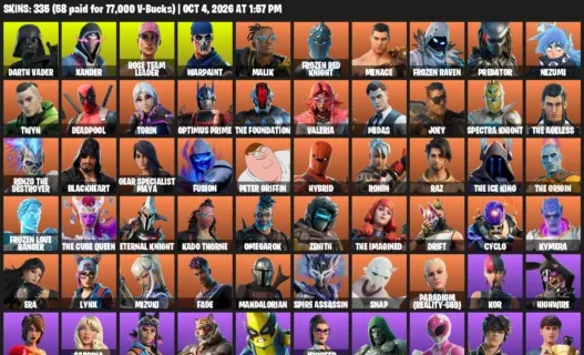 Fortnite account inventory for Darth Vader - Xander - 120 Outfits