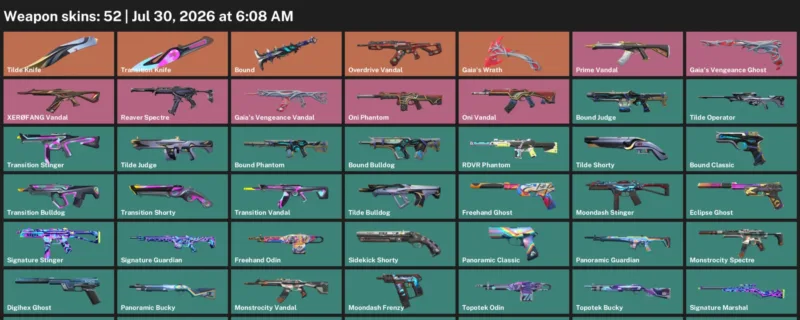 Valorant Accounts listing: LVL 152 · Tilde Knife & Transition Knife · 52 Skins - Silver 1, 52 skins